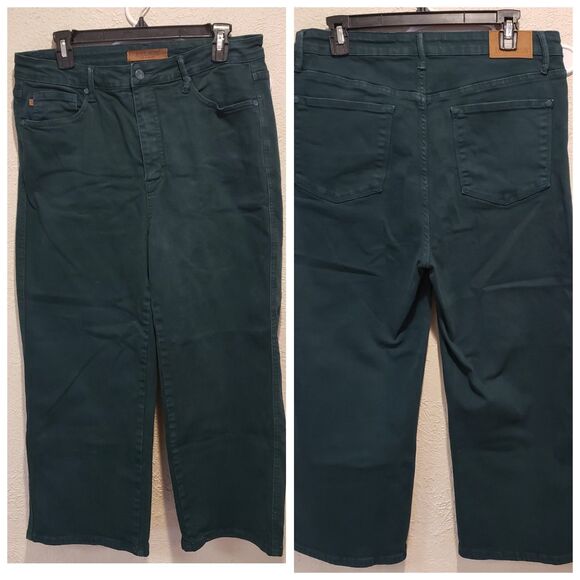 Judy Blue Jeans Womens 15/32 Teal High Rise Wide Leg Crop Capri Tummy Control - Picture 1 of 8